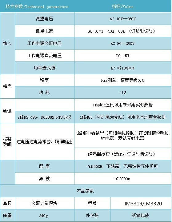 艾锐达IM3319/3320三相互感式电能质量监测模块
